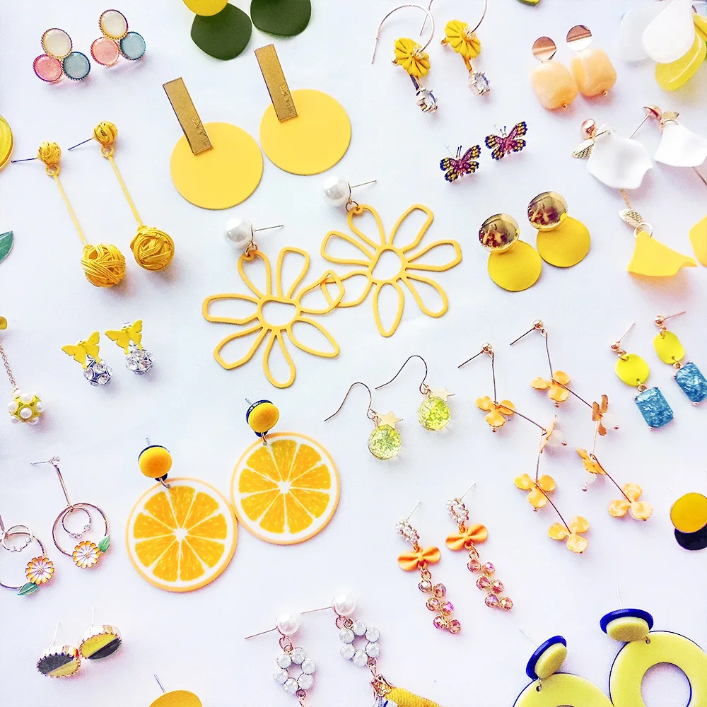 8 сезонов модные летние милые серьги-гвоздики в виде желтых конфет