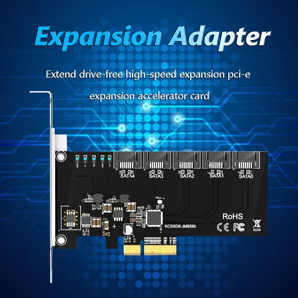 Интерфейс PCIE к 5-портовой плате расширения SATA3.0 CI-E X4/X8/X16 высокоскоростному
