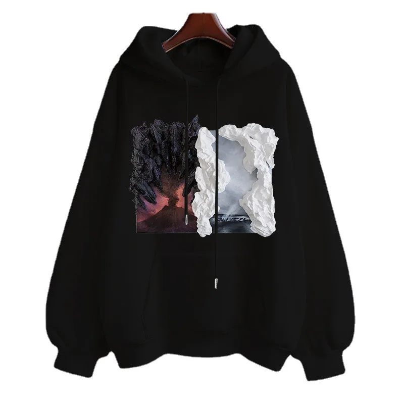 

Sweatshirt Women's Printed Sweatshirt Couple BF Loose Plush Sweatshirt Hoodies Kawaii Hoodie Oversized Hoodie Harajuku Hoodie