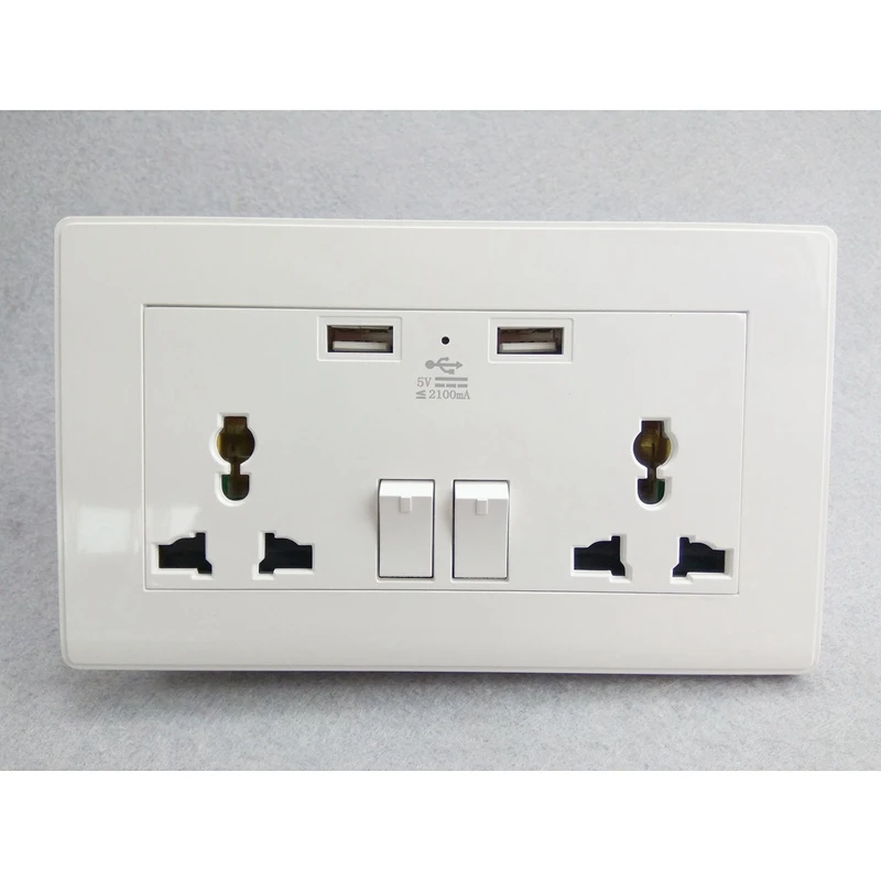 Международная универсальная розетка 2.1A с Usb портом 3 отверстия двойной порт