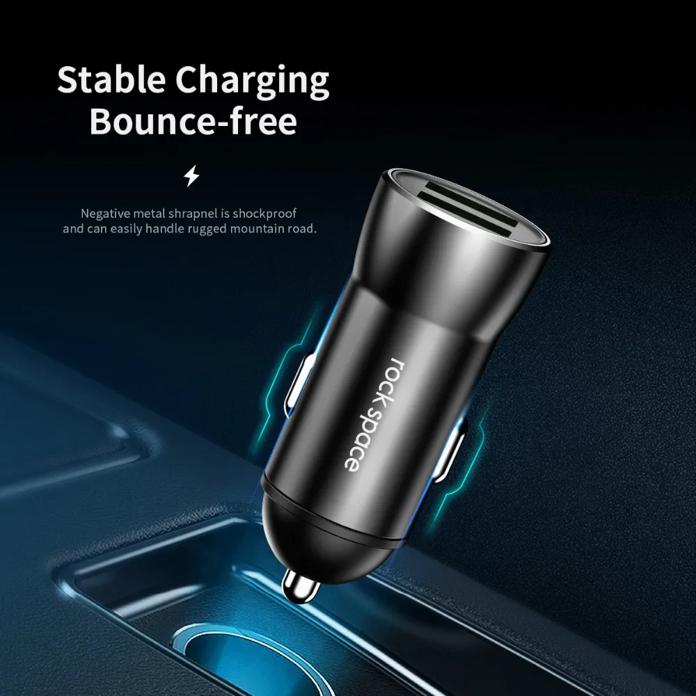 Пространства рок с двойным портом USB быстрое автомобильное зарядное устройство