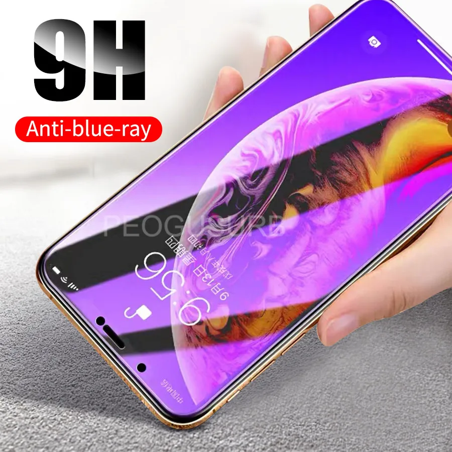 Закаленное стекло 9H с защитой от синего света для iPhone 12 Pro Max Защита экрана mini 11 XS XR