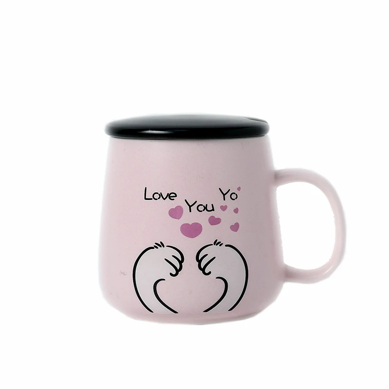 Милая мультяшная керамическая чашка с крышкой ложка розовая Студенческая