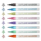 Металлический контур блестящий маркер Перманентная двухстрочная ручка для камня сделай сам, альбом, поздравительная открытка, бумага для рисования, стекло, пластик, керамика