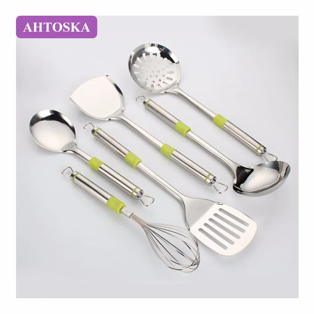 

AHTOSKA 7/PCS Stainless Steel Kitchenware Includes Kitchen Spatula Set Frying Shovel Soup Spoon Colander Cooking Utensils