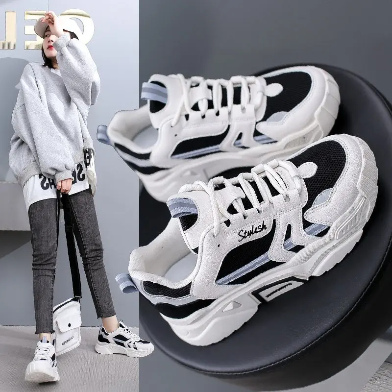 

2021 Women Fashion Sneaker Spring Lady Casual Chunky Sneakers Female Breathable Shoes White Brand Thick Soles Sneaker ZD2995