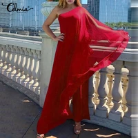 party chiffon covering overalls celmia women fashion one shoulder sleeveless jumpsuit casual elegant dungaree wide leg rompers