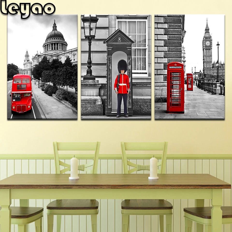 

5d алмазная живопись, 3 шт., алмазная вышивка, Лондонская улица, Алмазная мозаика, вышивка крестиком, мульти-картина, украшение для дома