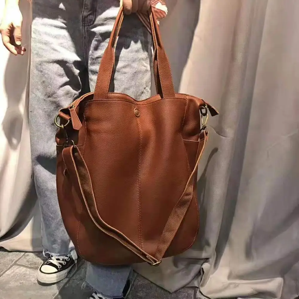 Large Capacity Handbags Women Shoulder Bag Soft Genuine Leather Big Casual Tote Vintage Luxury Messenger Crossbody Shopping Bags