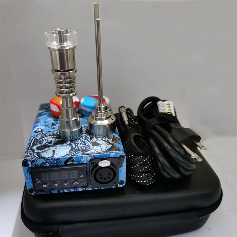 Graffiti Enail Dab Kit Electric Nail Pen Rig Wax PID TC Box with Coil Heater 6 in 1 Hybrid Ti&ampQuartz for glass bongs |