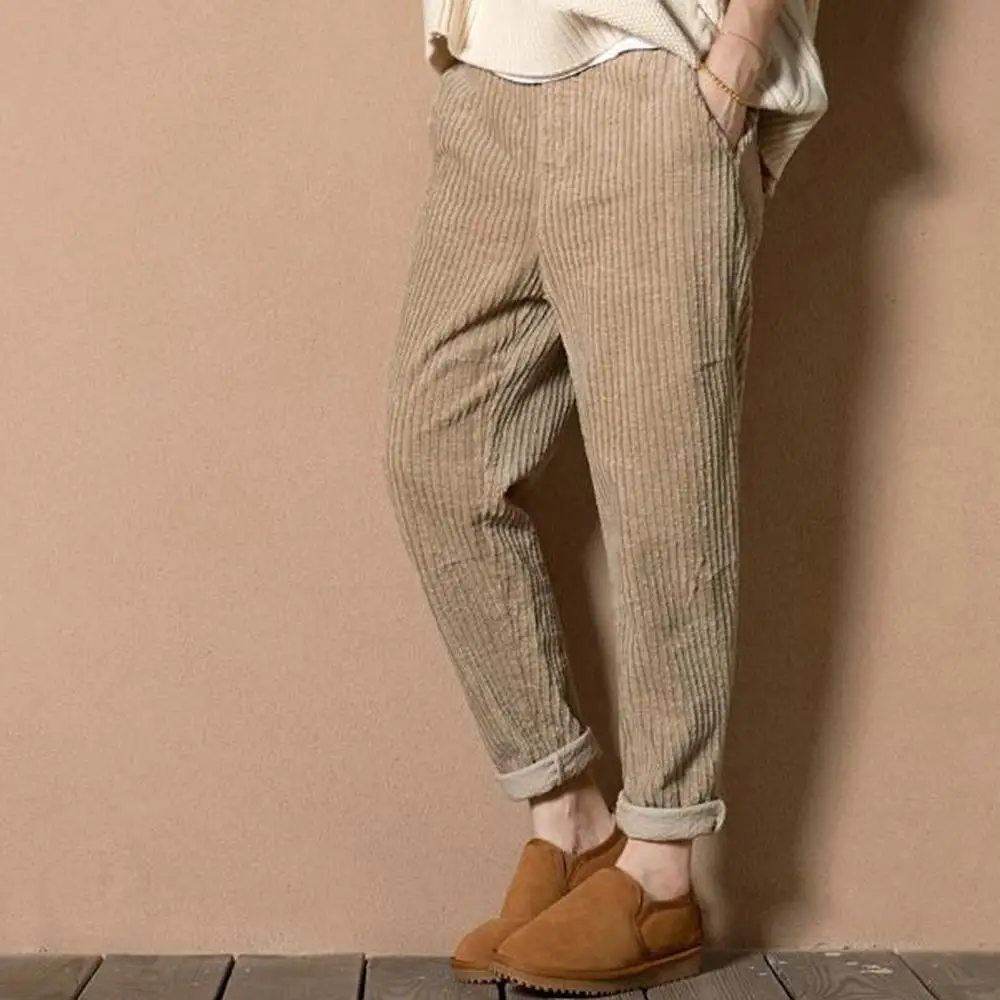 Женские вельветовые брюки с карманами модные тренды размера плюс шаровары