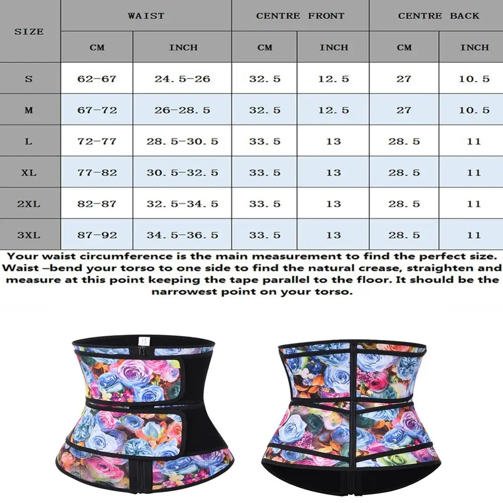 

WonderBeauty Latex Waist Trainer Double Belt Body Shaper Fitness Waist Cincher Shapewear Slimming Belt Floral Corset Fajas
