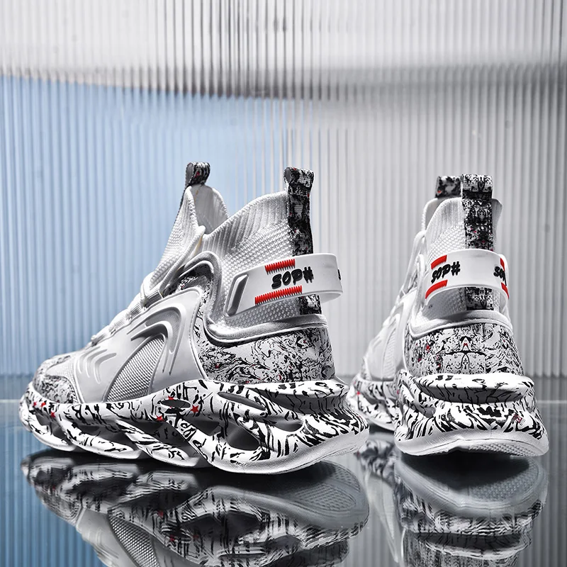 

Breathable Mesh Fashionable Sports Shoes Sneakers Socks Graffiti Men's Large Size Lightweight Fashion Brand High Quality