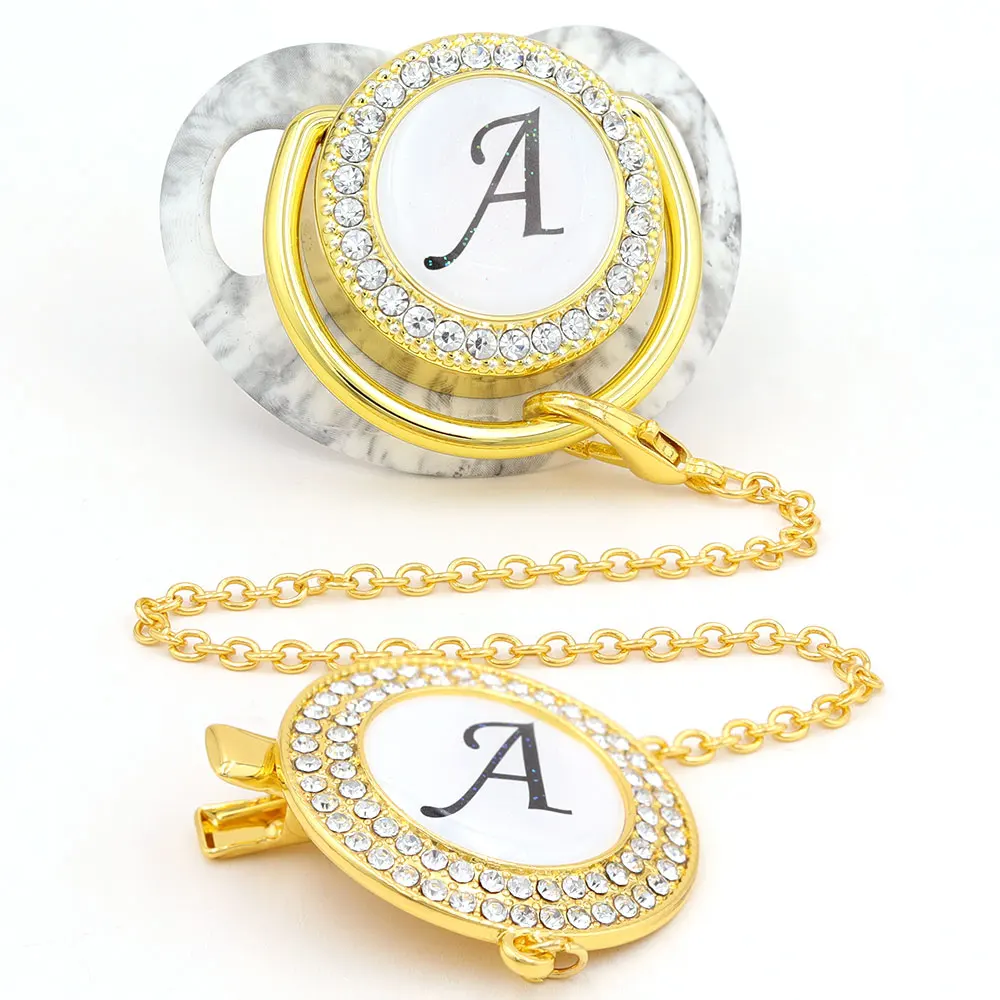 

Pacifier Bling For Babies Babi Pacifier With Chain Clip Newborn BPA Free Luxury Silicone Dummy Soother 0-24 Months chupetero