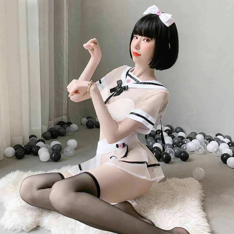 

School Girl Japanese Costume Babydoll Women Sexy Cosplay Lingerie Student Uniform With Miniskirt Cheerleader New
