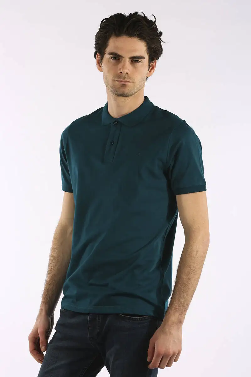 

Mens Petrol Straight Polo Neck T-shirt