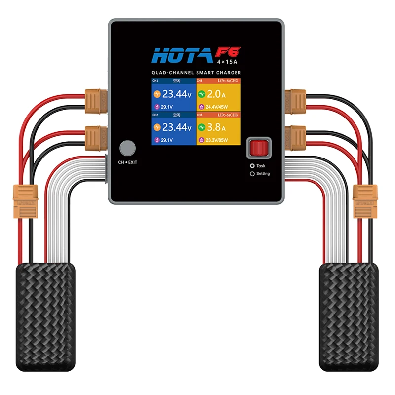 HOTA F6 QUAD-CHANNEL SMART Charger DC1000W 4*15A for Lipo LiIon NiMH Battery Balance Discharger with USB 45W Type-C | Электроника