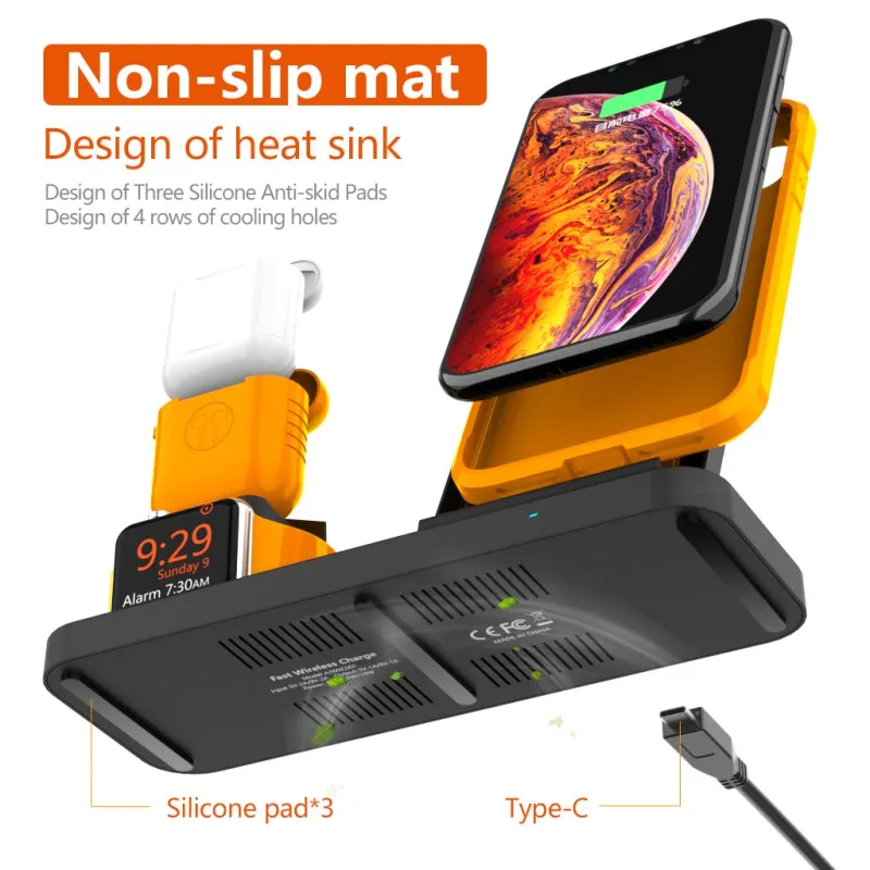 3 в 1 держатель беспроводного зарядного устройства для Apple Watch для iPhone X XS XR MAX 7 8 Plus зарядная док-станция для Airpods Charge базовая станция