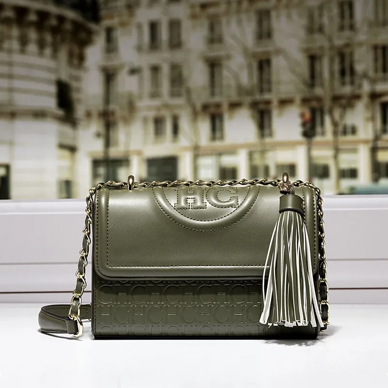 

Top Quality Glamorous Ladies Handbags 2021 New Fashion Printed CH Letter Shoulder Bags 100% Genuine Leather Single Shoulder Flap