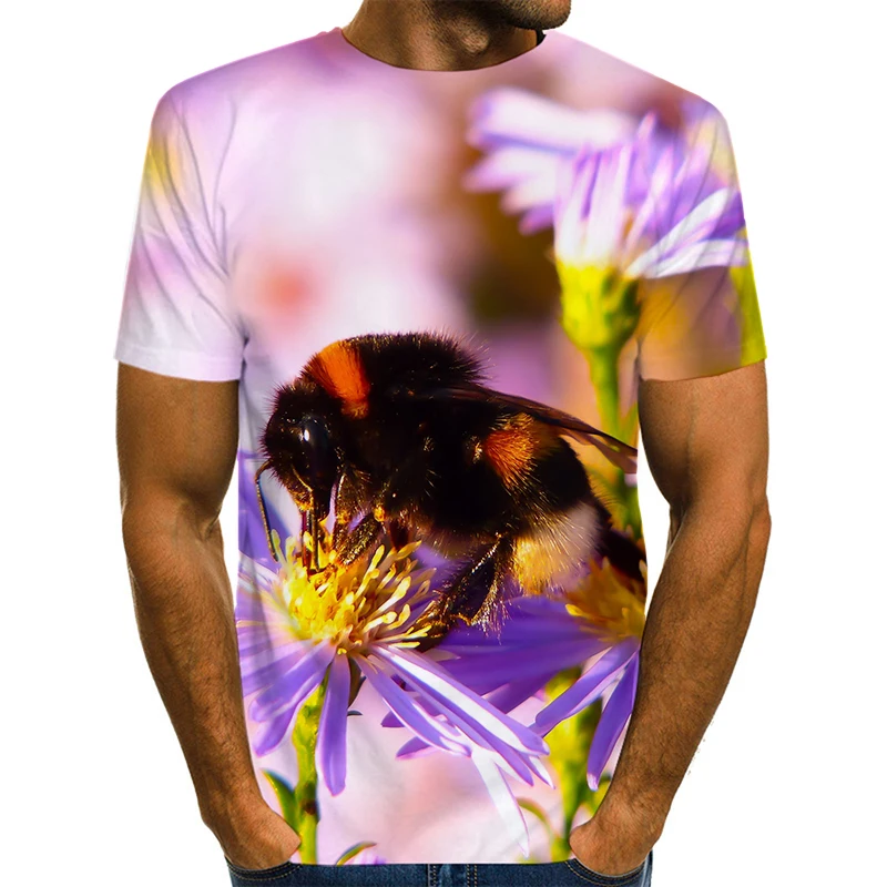 Футболка Мужская/женская с рисунком пчелы топ коротким рукавом и 3D-принтом
