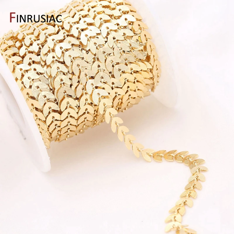 

Jewellery Making Supplies 14K Real Gold Plated Brass Leaf Chain For Jewelry Making DIY Necklace Earrings Bracelets Chain Spool