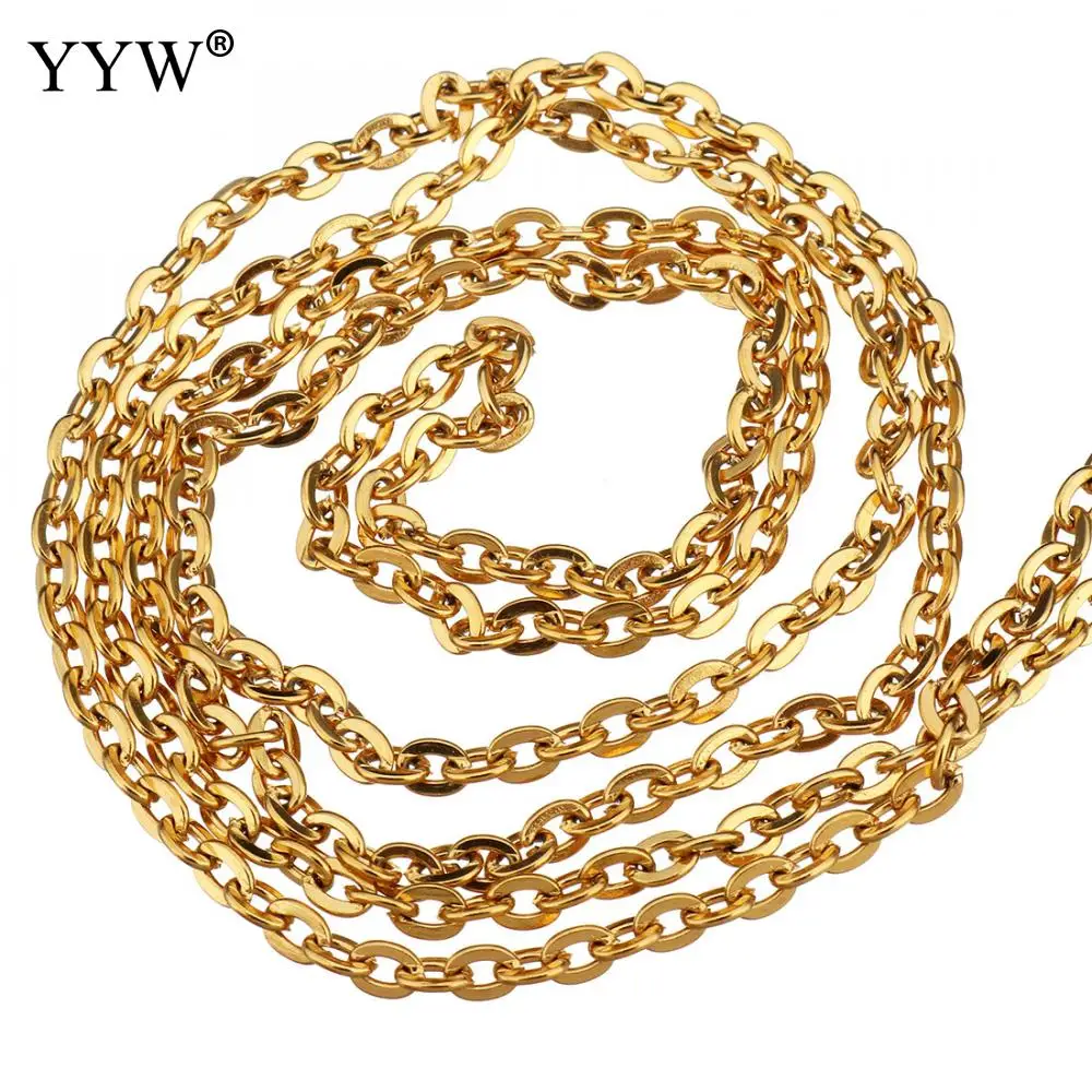 

Wholesale 1m/Bag Stainless Steel Chain Gold Color Plated Diy Jewelry Making Findings For Necklace Bracelet Semi-Finished Chain