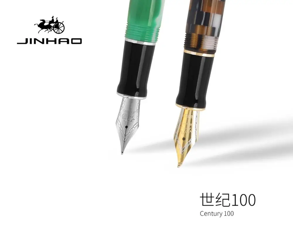 

Jinhao 100 Centennial Resin Fountain Pen EF/F 18KGP M / Bent Nib 0.5 /1.2mm with Converter Golden Clip Business Office Gift Pen