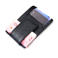 slim rfid blocking genuine leather id card holders fashion mens womens wallets coin purses dollar bill money clip case