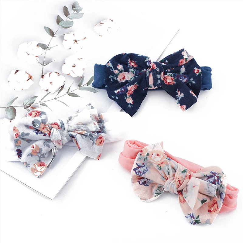 Diadema de flores el&aacute;stico estampado para ni&ntilde;os y reci&eacute;n nacidos, bandanas con lazo para beb&eacute;, sombreros ni&ntilde;as, regalos bonitos, accesorios para fotos-0