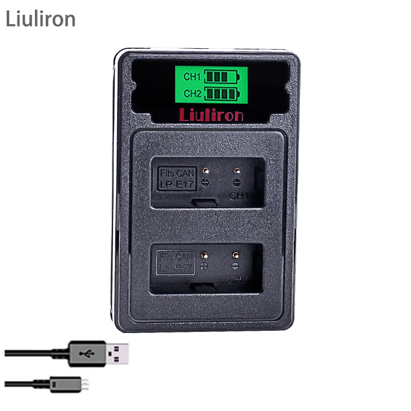 4x1500 мА/ч, LP-E17 LPE17 LP E17 Камера Батарея+ ЖК-дисплей Dual USB Зарядное устройство для цифровой однообъективной зеркальной камеры Canon EOS M3 M5 M6 750D 760D T6i T6s 800D 8000D поцелуй X8i - Цвет: charger only