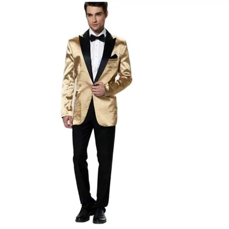 Мужской свадебный костюм Золотая куртка смокинг для жениха Свадебный мужской на