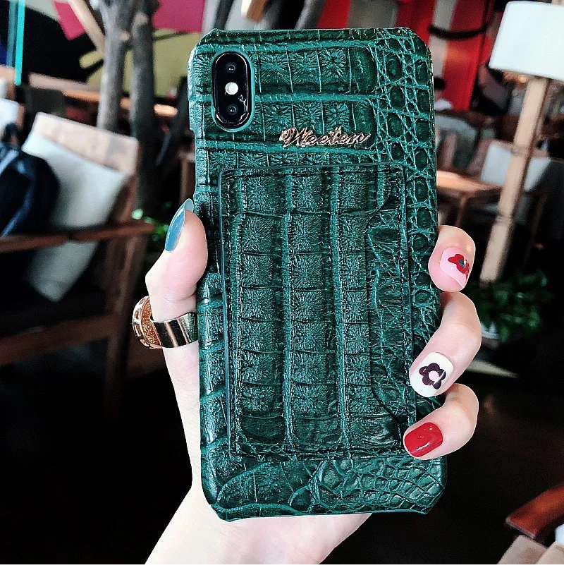 Чехол из натуральной крокодиловой змеиной кожи, PU кожаный чехол для iPhone 11 Pro Max XS 6s 6 7 8 Plus X XR, чехол для карт, держатель, жесткая задняя крышка