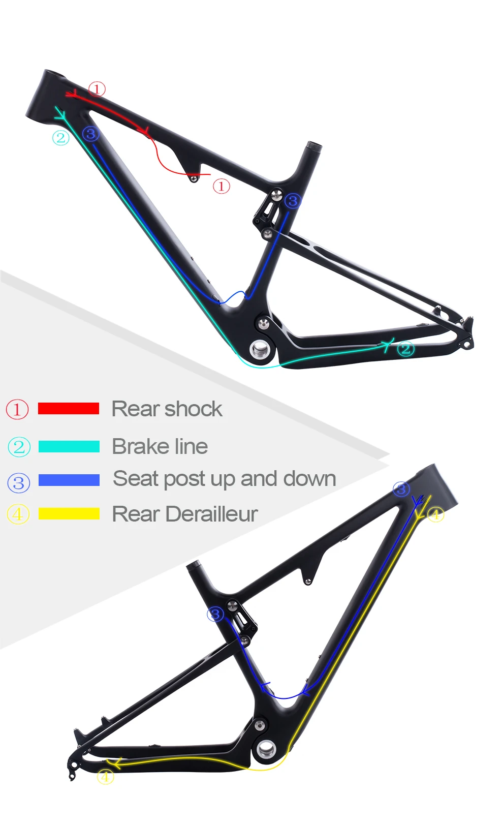 BXT New Full Suspension Carbon Mountain 29er MTB Bike Frame BSA 142X12mm 148*12mm Suspension Frame Travel 100mm Free Shipping