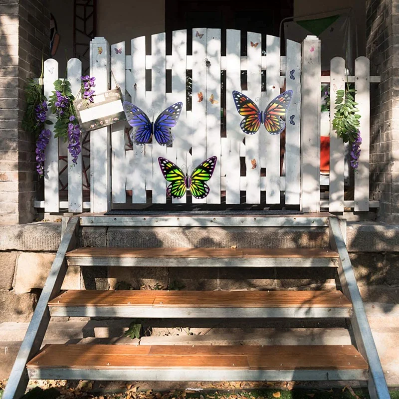 4Pcs Metal Butterfly Home Wall Decor Hanging Sculpture Art Garden Courtyard Fence Decorative | Дом и сад