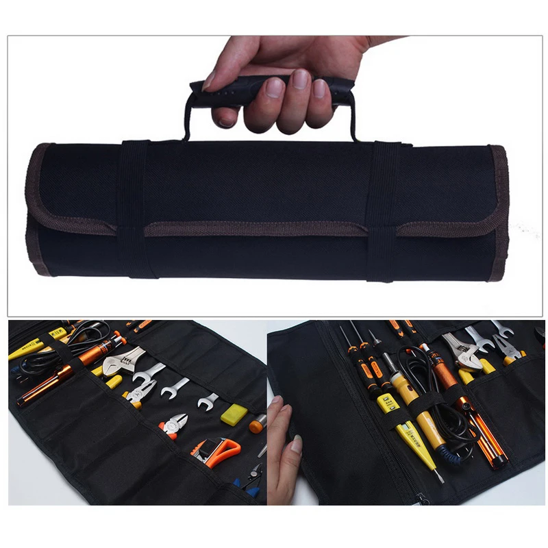 

Multifunction Roller Tool Bags Oxford Canvas Practical Handles Bags Chisel Electrician Carrying Toolkit Instrument Package Case
