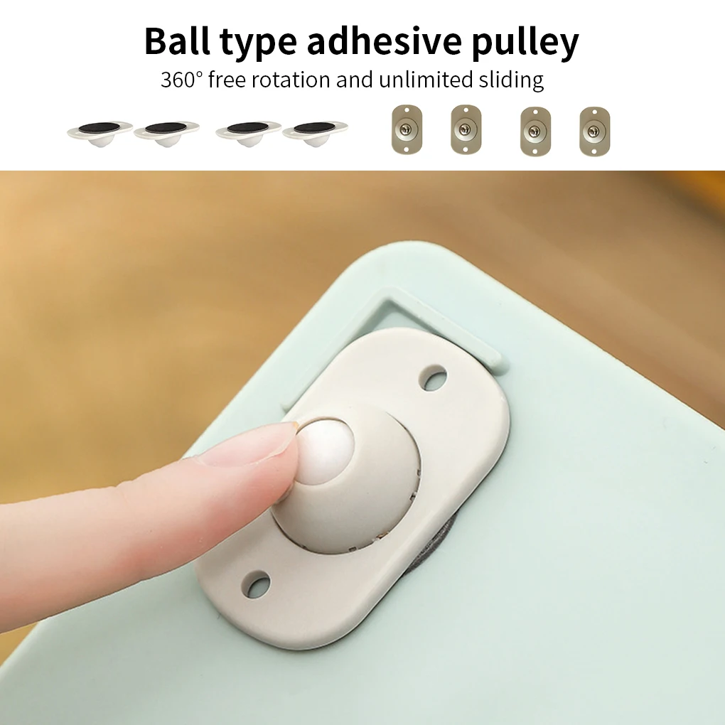 

4pcs Caster Pulley 360 Degrees Universal Wheel Sticky Low-noise Storage Box Roller, Stainless Steel Pulley/Plastic Pulley