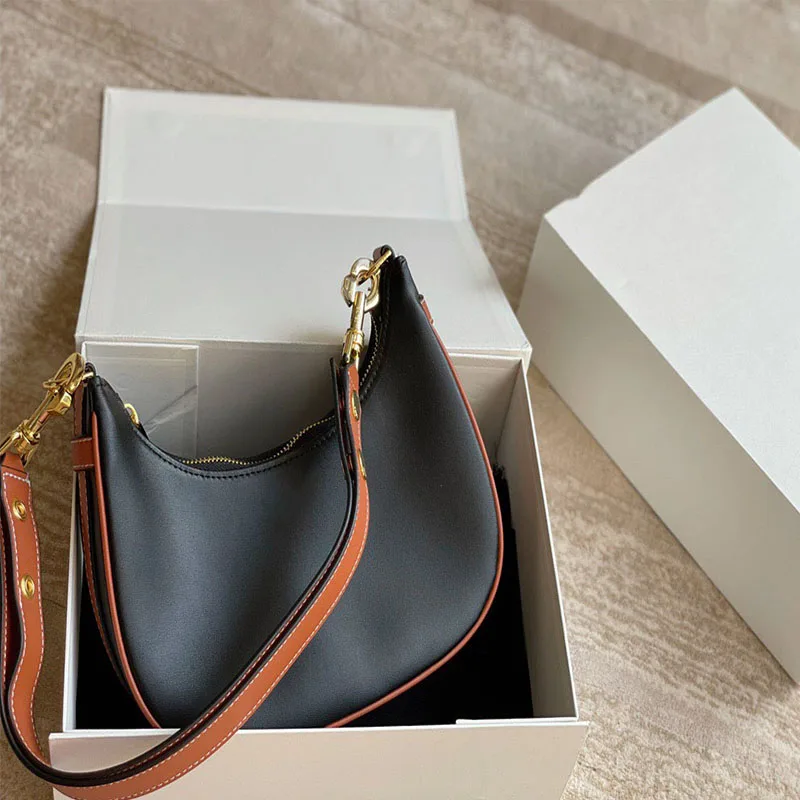 

2021 New Genuine Leather Saddle Bag Halfmoon bag Fashion Retro Simple Crescent Moon Crossbody Bag Phone Underarm bags