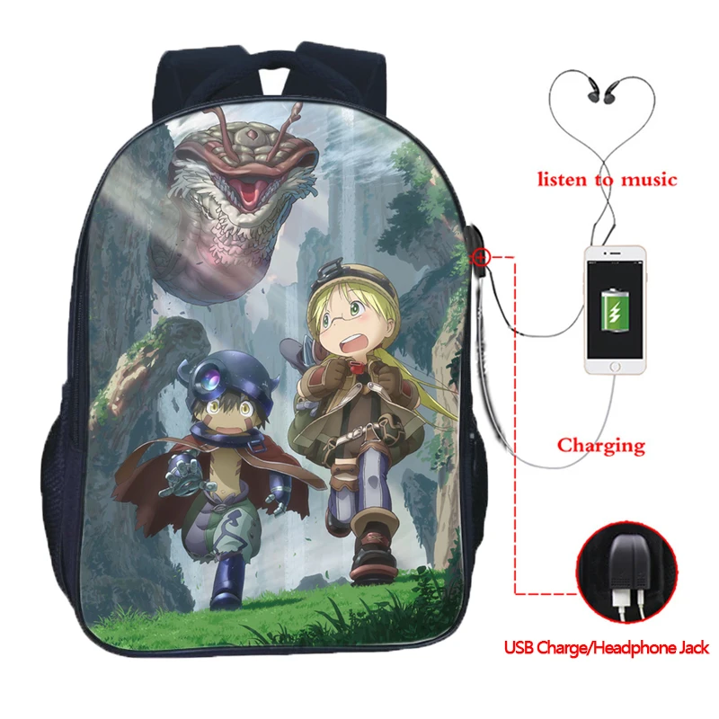 

Kawaii Anime Made in Abyss Backpacks Teenager Bookbags College School Backpack USB Charging Rucksack Men Women Leisure Mochila