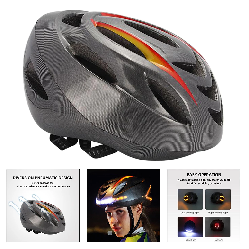 

Cycling Helmet Women Men Bike Bicycle Helmet Safe with LED Lights55-62cm