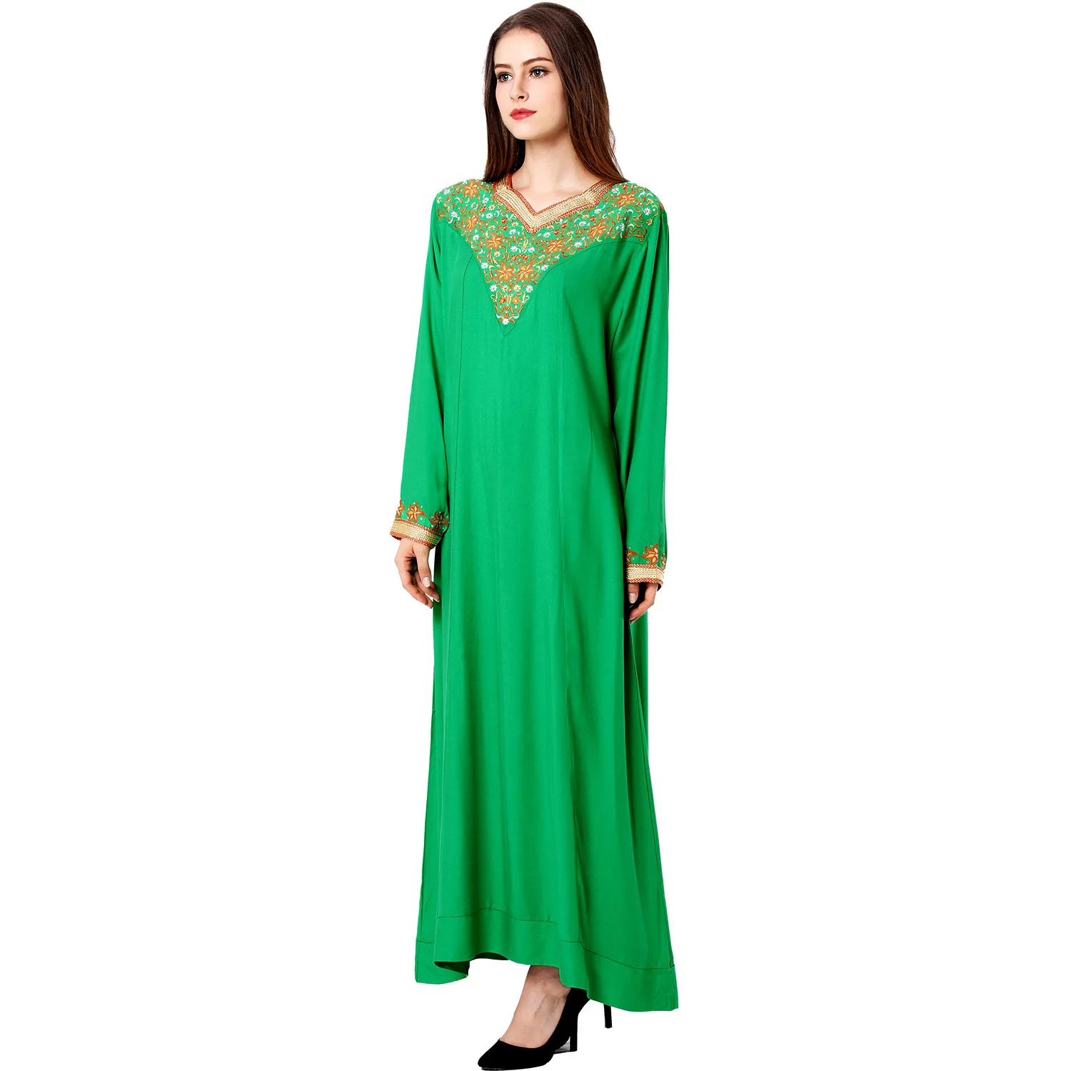 BUSHRA Ramadan Embroidery Muslim Abaya Dubai Muslim Dresses Abayas Women Casual Robe Femme Caftan Islam Clothes With Belt