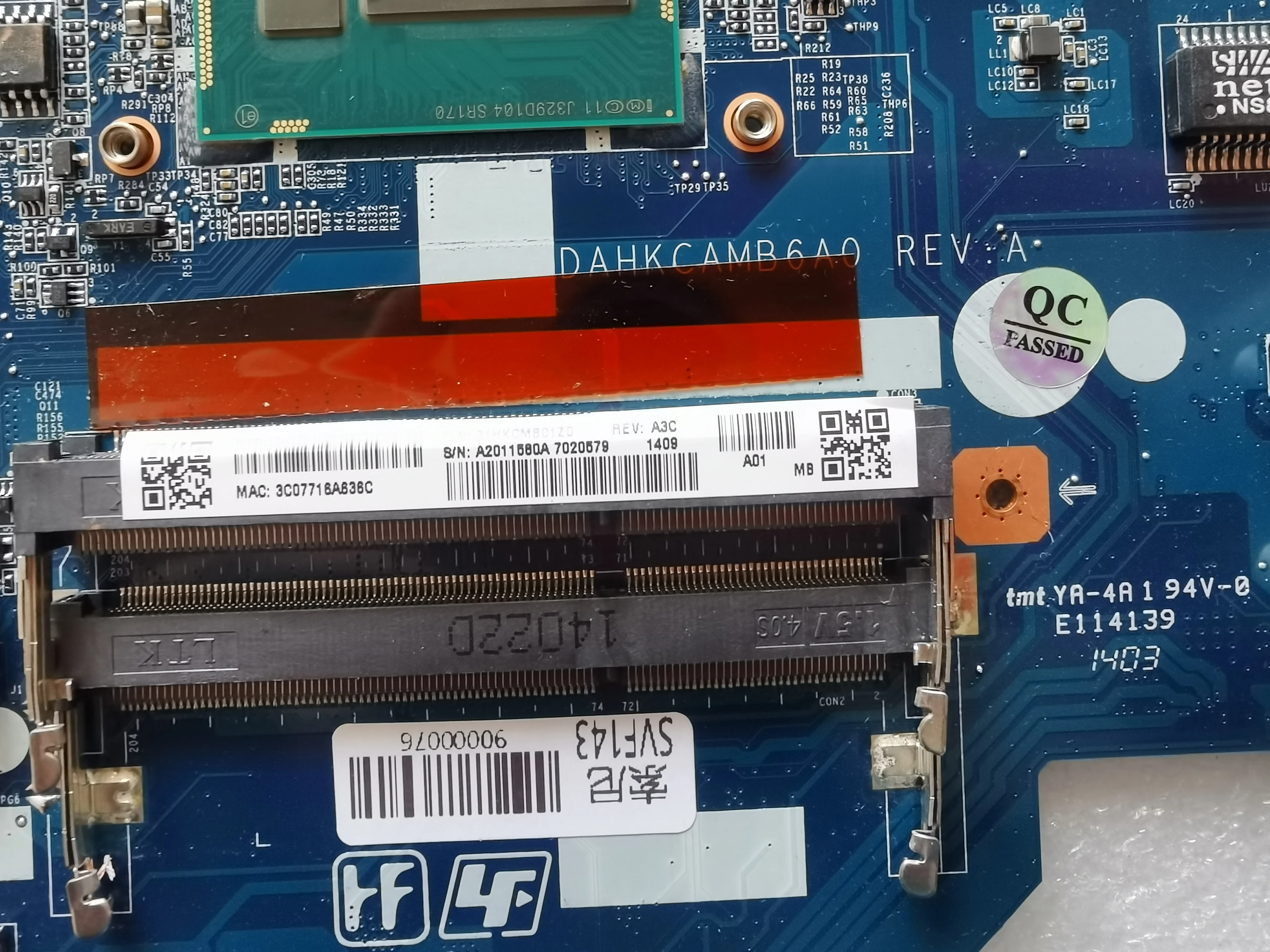 Оригинальная материнская плата для ноутбука SONY SVF143 модель I5-4200U DAHKCAMB6A0