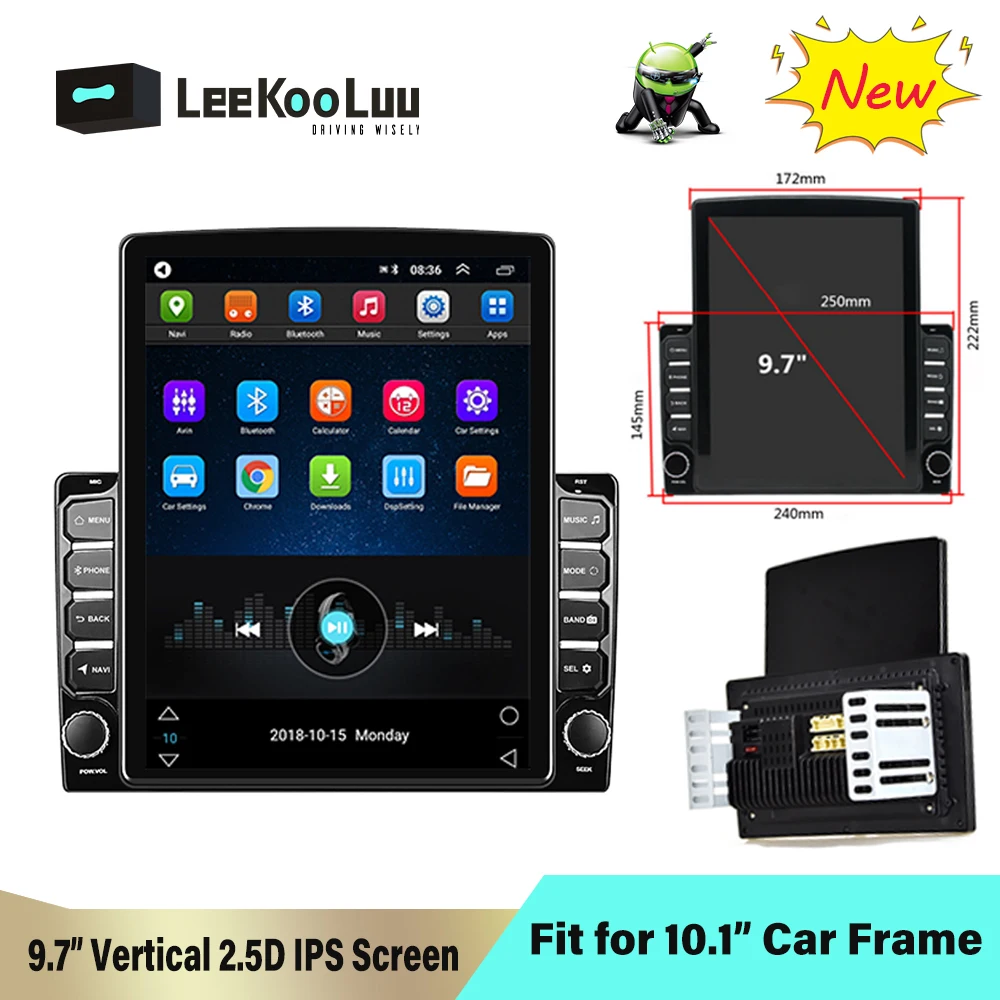 LeeKooLuu 2Din Walkie Talkie автомобильное радио 9 7 &quotТесла стиль вертикальный Android
