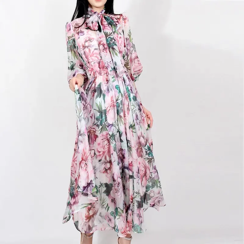 Женское винтажное платье с цветочным принтом и рукавом-фонариком - купить по