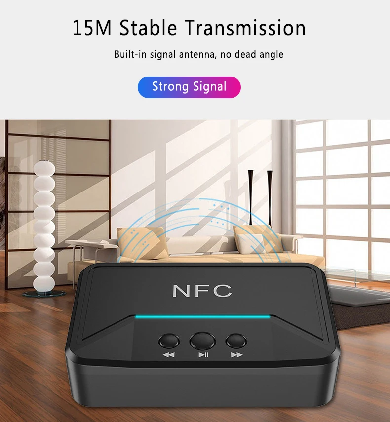 Беспроводной аудиоадаптер RCA aptX LL NFC приемник Bluetooth 5 0 разъем Aux USB 3 мм расстояние 15