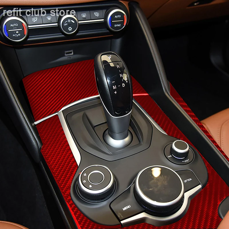 

Центральная консоль из углеродного волокна для Alfa Romeo Giulia 2017-2019, аксессуары для украшения интерьера, автозапчасти
