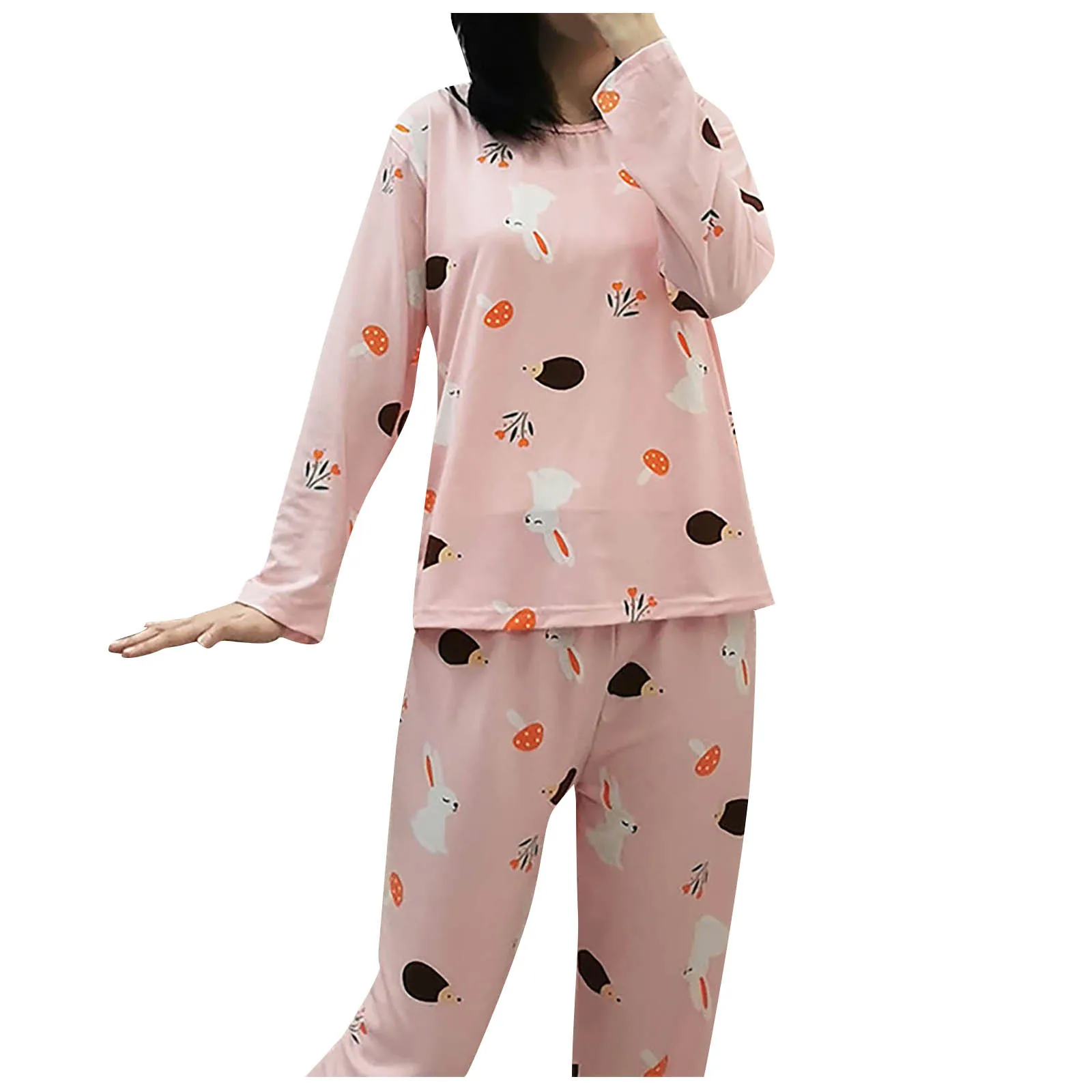 

2 Piece Set Pajamas Sleepwear For Women Ladies Fashion Casual Women's Fashion Loose Suit Thin Cute Cartoon Casual Homewear