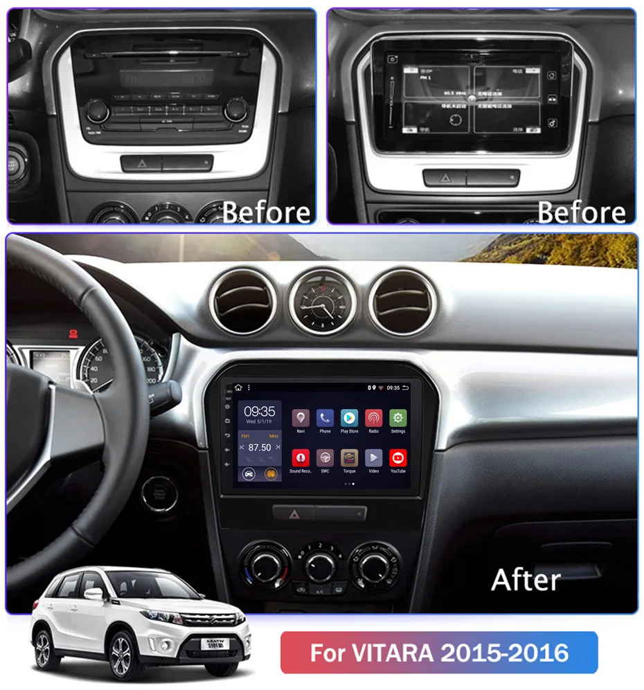 9 дюймовый 2.5D IPS HD мультисенсорный экран Android 2015 2 Гб ОЗУ 32 ПЗУ NAVI для Suzuki Vitara 2016 с