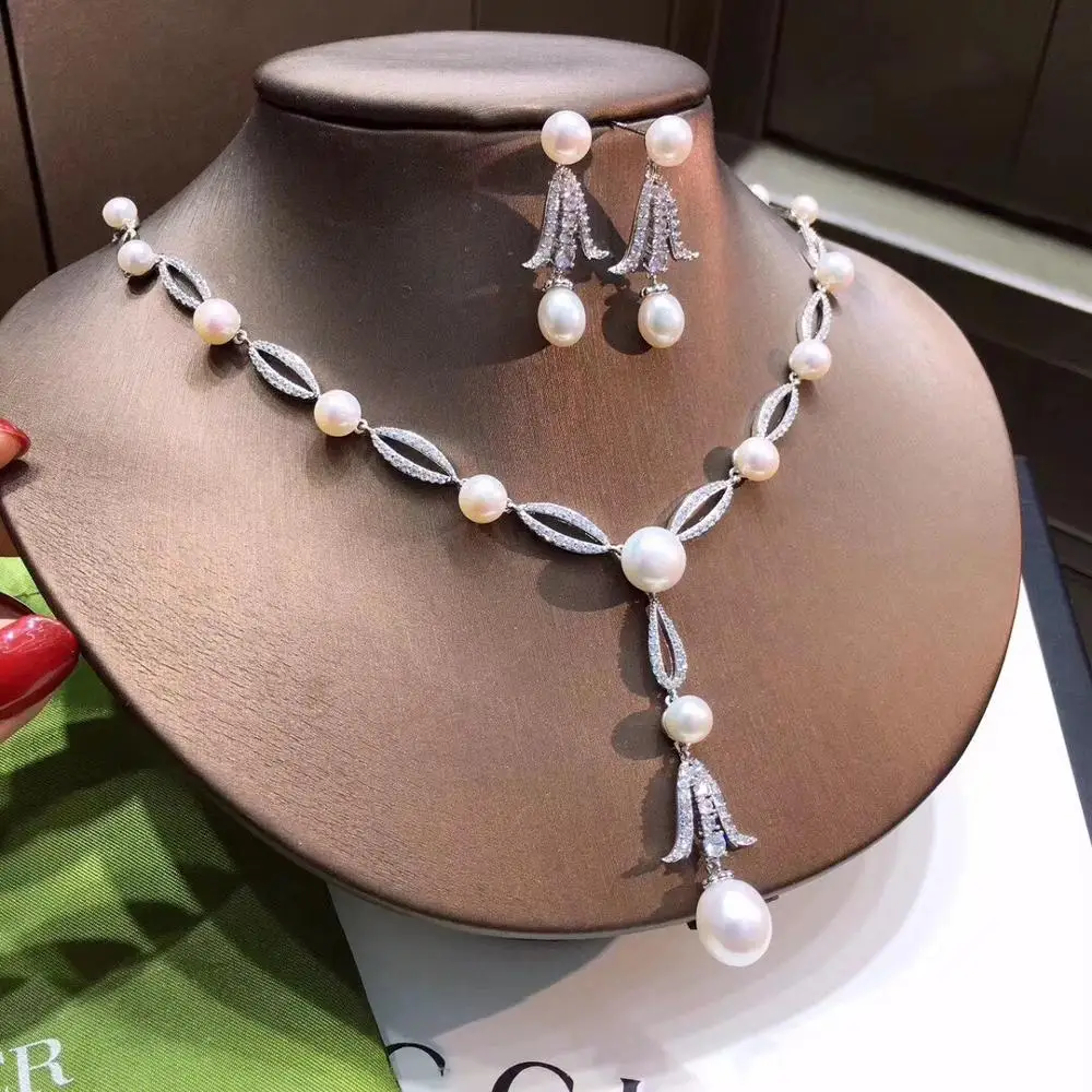 

REAL FINE JEWELRY 1103 NATURAL FRESH WATER WHITE PEARLS 5-10MM FEMALE'S JEWELRY SETS FOR WOMEN FINE JEWELRY SETS