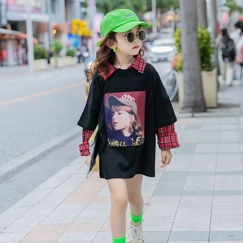 2021 г. Новый детский модный свитер весенне-осенняя клетчатая футболка с длинными