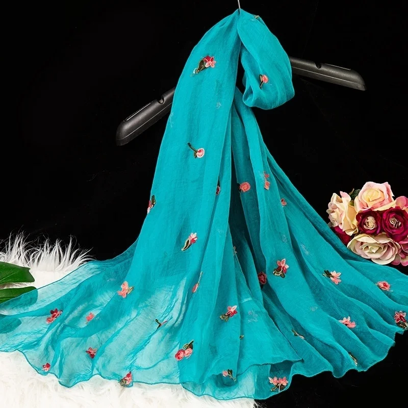 Вышитый шифоновый шарф женский вышитый Шелковый национальная ветровая шаль